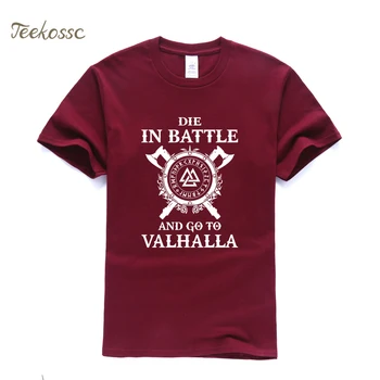 Odin Vikingai Marškinėliai Vyrams Mirti Mūšyje Ir Eiti Į Valhalla Marškinėlius Mens 2021 M. Vasaros Viršūnes Tee Cool T Marškinėliai Medvilnės Hip-Hop T-Shirt
