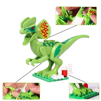 Oenux Naujas 12PCS Juros periodo Dinozaurų Mažų Statybos Blokuoti T-Rex Indomirus Pterosauria Triceratop Dinozaurai Blokuoti Plytų Vaikų Žaislas