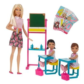 Originalias Barbie Mažai anglų kalbos mokytoja mergaitė princesė žaislų rinkinys didelis dovanų dėžutėje FFB19