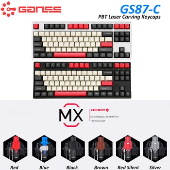 Originalus GANSS GS87-C Laidinio Cherry MX Jungiklis Mechaninė Žaidimų Klaviatūra su PBT Dažų Sublimacijos keycaps Žaidėjus Tipas-C USB Prievadas