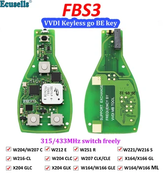Originalus Keyless Go FBS3 VVDI BŪTI smart raktas 3/4 Mygtuką 315mhz 433mhz vieną mygtuką pradėti Benz W204 W207 W212 W164 W166 W221 S