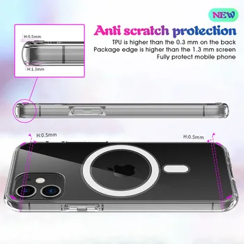 Originalus Magetic Telefono dėklas skirtas Apple iPhone 12 Pro Max 12Pro Mini Atveju Saugus Skaidrus Greitai Belaidžio Įkrovimo Aišku, galinis Dangtelis