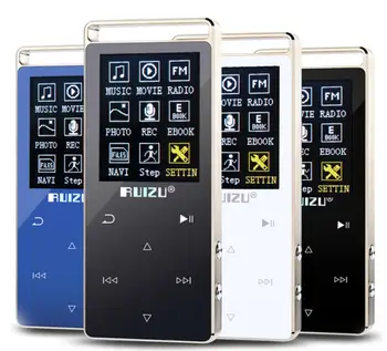 Originalus RUIZU D01 Touch Screen MP3 Grotuvą 8GB su FM Radijas, Ebook Pedo Metrų Diktofonas Filmą, mp3 muzikos grotuvas