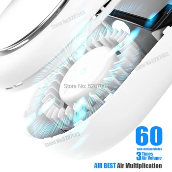 Oro Kondicionierius Kaklo Ventiliatorius Leafless Aušintuvas Nešiojamų Smart Dvigubą Poveikį Aušinimo Neckband Ventiliatorius Įkraunamas USB Kabinti ant Kaklo Aušintuvas