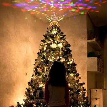 OurWarm 3D Blizgučiai Žvaigždė Kalėdų Eglutė Topper su Built-in Sukasi LED Snaigė Projektorius Kalėdų Eglutės Ornamentu Namų Dekoro