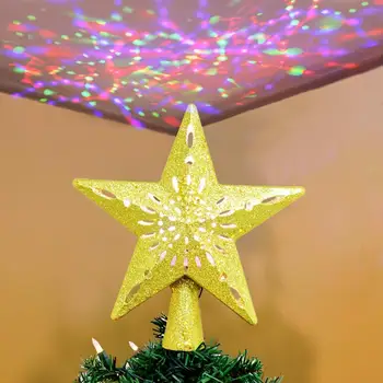 OurWarm 3D Blizgučiai Žvaigždė Kalėdų Eglutė Topper su Built-in Sukasi LED Snaigė Projektorius Kalėdų Eglutės Ornamentu Namų Dekoro