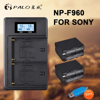 PALO 2 Baterija 1 Įkroviklio Paslėptas USB Kabelis, NP-F960 NP-F970 NP F960 F970 F950 Sony PLM-100 CCD-TRV35 MVC-FD91 MC1500C L10