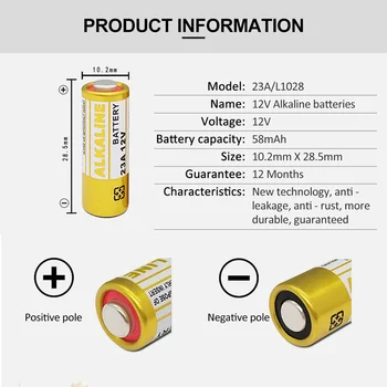 PHOMAX 50pcs/pak šarminis sausas baterija 23a 12v elektroninis žaislas vienkartiniai bateria 8F10R 8LR23 CA20 A23 L1028 23AE žiūrėti batteri
