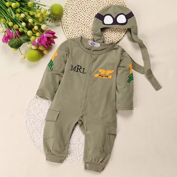 PPY-34 2020 naujas kostiumas berniukui, slankmačiai naujagimiui drabužius kūdikiui berniukas drabužiai vaikams pilotas slankmačiai kūdikiams ilgomis rankovėmis jumpsuit + hat