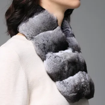 Pagal Užsakymą Pagaminti 2020 M. Naujo Dizaino Nekilnojamojo Šinšilų Kailiniai Moterų Skara Žiemą Storas Šiltas Pliaupti Visą Mados Wrap R9