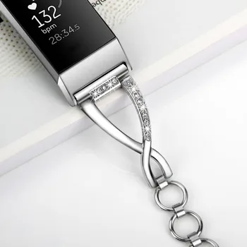 Pakeitimo Dirželis Apyrankę, Fitbit Mokestis 3 4 Imti 3 SE Grakštus Metalo Deimantų Juostose Bling Bangle Silver Black Rose pink