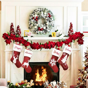 Paprotys Naujų Metų Kalėdų Kojinę, Asmeninį Pavadinimas Kalėdų Dovaną-Saldainių Maišelį, Kalėdiniai Papuošalai, Namų, Kalėdų Medžio Dekoro