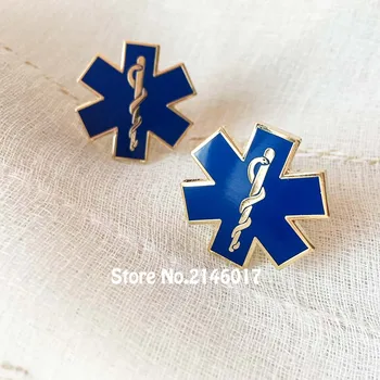 Paramedic-Geležies Gydytojas Susieti Įrašai Slaugos Greitosios pagalbos Rankogalių segtukai Mėlyna Emalį Ryšius Baras Gyvatės Simbolis Metalo Žvaigždės Gyvenimo Cufflink