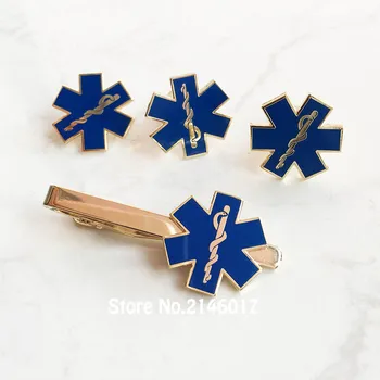 Paramedic-Geležies Gydytojas Susieti Įrašai Slaugos Greitosios pagalbos Rankogalių segtukai Mėlyna Emalį Ryšius Baras Gyvatės Simbolis Metalo Žvaigždės Gyvenimo Cufflink