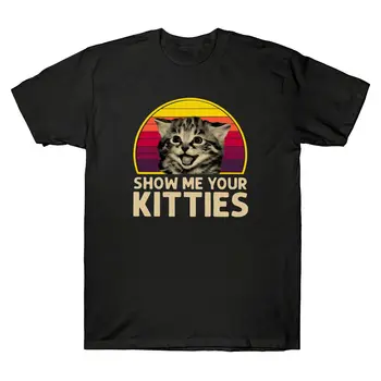 Paroda Man Savo Kitties Vintage 2 Versija Juokingi vyriški Marškinėliai Medvilnės Juoda Karšto Pardavimo Moterys T-Shirt Spausdinti Juokinga Moterų Tees