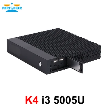 Partaker K4 Mini PC Intel Core i3 5005U Dual Core DDR3 mSATA Mažas Kompiuteris su Ventiliatoriumi HTPC Windows 10 Linux WiFi, VGA, HDMI, PC
