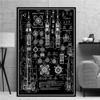 Pasaulyje Raketas Plakatas Šiuolaikinės Kosmoso Drobė Nuotraukas Abstrakčiai Spausdinimo Modulinės Kūrinys Sienos Meno Tapybos, skirtą Kambarį Namuose Dekoras