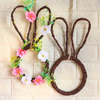Pavasario Velykų Dekoracija Namuose Rotango Bunny Easter Dekoro Vestuves Pakabukas Amatų Triušio Ausis Decors 