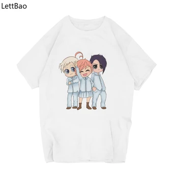 Pažadėjo Neverland Japonijos Anime Drabužių Camiseta Balti Marškinėliai Animacinių filmų Trumpas Rankovės O-Kaklo Atsitiktinis Juokinga Harajuku T-shirt Vyrai