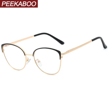 Peekaboo aukso metalo cat eye akiniai kompiuteris, stabdžių mėlyna šviesa mados optiniai akinių rėmeliai moterų rožinė dovanos gimtadienio proga
