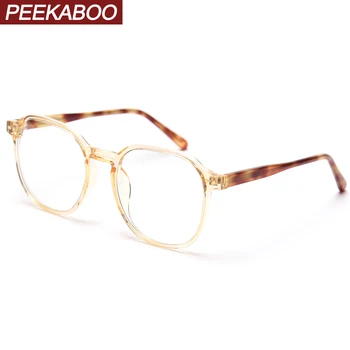 Peekaboo korėjos stiliaus dideli akiniai moterų optinis TR90 mados akiniai vyrams, aišku, objektyvas, skaidrus, geltona dovanos