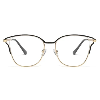 Peekaboo šviesą optiniuose cat eye aišku, objektyvų priedai aukso receptinių akinių rėmelius metalo moterų dovanos balta