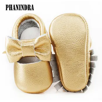 Phanindra 2020 nauja Originali Oda Kūdikių mokasinai mergaičių aukso laivapriekio-mazgas Pirmą Vaikštynės, Minkštas Kūdikio batai Bamblys Kūdikių Pakraštyje Batai