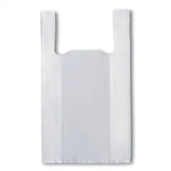 Plastikiniai maišeliai su rankenėlėmis (T-shirt tipo) | 40x60 cm | Balta | 200 nds-prekyba, maisto, naudoti, perdirbti, pakartotinai panaudoti
