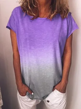 Plius Dydis Atsitiktinis Vasarą Moteris trumpomis Rankovėmis T-shirt O-Kaklo Marškinėliai 