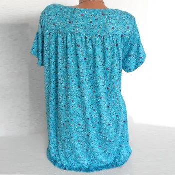 Plius Dydis Mados Atspausdintas T-Shirt Casua Vasaros Ponios marškinėlius V-Kaklo Tunika Viršūnes Moterų Moterų trumpomis Rankovėmis Marškiniai Blusas Megztinis