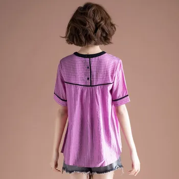 Plius Dydis Moterų Atsitiktinis marškinėliai Naują Atvykimo 2021 M. Vasarą korėjos Paprasta Stiliaus Dryžuotas Visas rungtynes, Laisvi Moterų Viršūnių Tees S2821