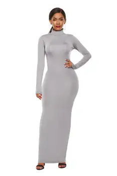 Plius Dydis Moterų Golfo ilgomis Rankovėmis Tampri Maxi Suknelė 2020 M. Pavasario Vasaros Kietas Atsitiktinis Slim Bodycon Ilga Suknelė Vestidos 5XL