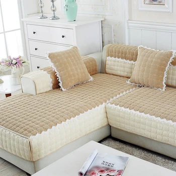 Pliušinis sofos pagalvėlių, žiemos ir rudens universalus sofa anti-slydimo pagalvėlės, modernus minimalistinio sofa rankšluostį