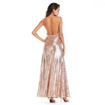 Plus Size 2018 Moterys Vasarą Elegantiškas Šalis Blizgučiais Suknelės Backless Derliaus Seksualus Maxi Suknelė