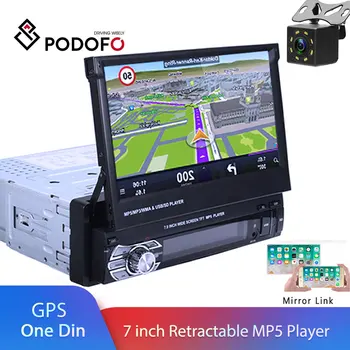 Podofo Vienas din Automobilio radijo MP5 Grotuvas GPS Navigacija, Multimedia car audio stereo 