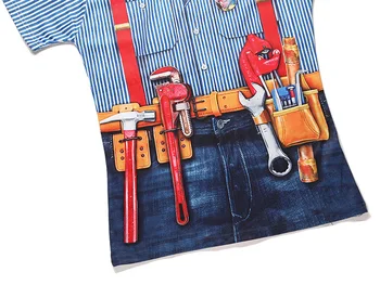 Ponas 1991INC Naujo Stiliaus Vyrų Vasaros Mados Trumpas Rankovės marškinėliai 3D Spausdinimo Netikrą Dviejų dalių Juokinga Marškinėlius Diržo Dryžuotas Marškinėliai Remontininkas