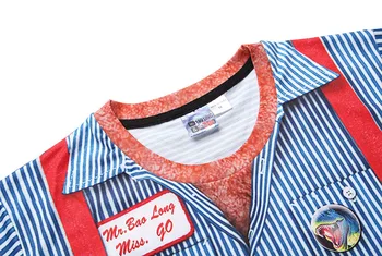 Ponas 1991INC Naujo Stiliaus Vyrų Vasaros Mados Trumpas Rankovės marškinėliai 3D Spausdinimo Netikrą Dviejų dalių Juokinga Marškinėlius Diržo Dryžuotas Marškinėliai Remontininkas
