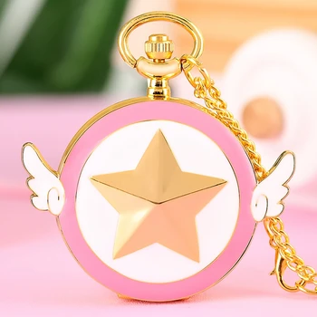 Populiarus Japonų Anime Sailor Moon Silver Grand Kvarco Kišenėje Žiūrėti Prabanga Aukso Karoliai Pakabukas Grandinės Kišenėje Žiūrėti Mergaitėms Dovanų