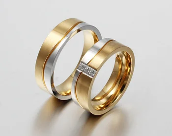 Pora Vestuvių Žiedai Mylėtojas Aukso Spalvos Nerūdijančio Plieno Dalyvavimas Juvelyrikos 1 vnt