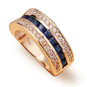 Prabanga ir rafinuotas S925 dviejų atspalvių mėlyna pagrindinis akmuo aikštėje geometrinis papuošalai ponios dalyvavimas vestuvių dovana žiedas