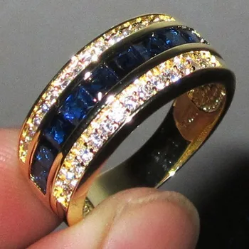 Prabanga ir rafinuotas S925 dviejų atspalvių mėlyna pagrindinis akmuo aikštėje geometrinis papuošalai ponios dalyvavimas vestuvių dovana žiedas