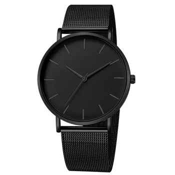 Prabangių Laikrodžių Vyrų Tinklinio Ultra-plonas Juodos spalvos Nerūdijančio Plieno Apyrankė Žiūrėti Vyrų Watch Laikrodis Reloj Hombre Relogio Masculino Vyrų Laikrodis