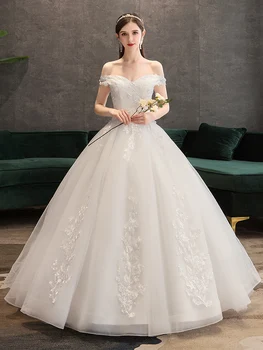 Prabangių Vestuvių Suknelė Kamuolys Suknelė 2019 Nauja Nuotaka Brangioji Princesė Nėrinių Suknelė Vestuvių Suknelės