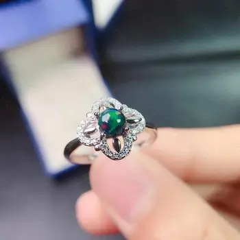 Prabangos atmosferą karšto pardavimo stilius natūralus juodas opalas žiedas 925 sidabro žiedas rafinuotas ir elegantiškas