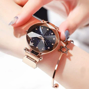 Prabangus Magnetinis Moterų Laikrodžiai Žvaigždėtą Dangų Žiūrėti Moterų Diamond Moterų Kvarco Ponios Laikrodžiai Laikrodis Zegarek Damski reloj mujer