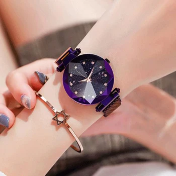 Prabangus Magnetinis Moterų Laikrodžiai Žvaigždėtą Dangų Žiūrėti Moterų Diamond Moterų Kvarco Ponios Laikrodžiai Laikrodis Zegarek Damski reloj mujer