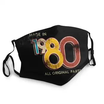 Priimta 1980 40 Gimtadienio 40 Metų Retro 1980 Suaugusiųjų Daugkartinio naudojimo Veido Kaukė apsauga nuo dulkių Apsauga Apima Respiratorius
