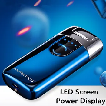 Primo Naujas Dual Lanko USB Žiebtuvėlis Įkraunamas Elektroninės Lengvesni LED Ekranas Cigarečių Plazmos Indukcijos Palse Impulso Thunder Lengvesni