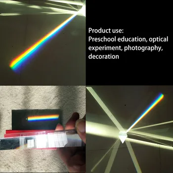 Prizmė Trikampio Tikslumo K9 Optinis Stiklas, Atspindintis Fizikos Mokslo Dėstymo Šviesos Spektro Prizmės Vaivorykštė Studentų Kristalų