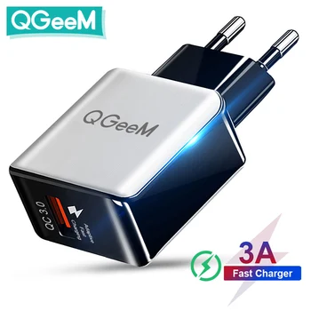 QGEEM QC 3.0 USB Įkroviklis Pluošto Piešimo Greitai Įkrauti 3.0 Greitas Įkroviklis Nešiojamų Telefonų Įkrovimo Adapteris, skirtas 
